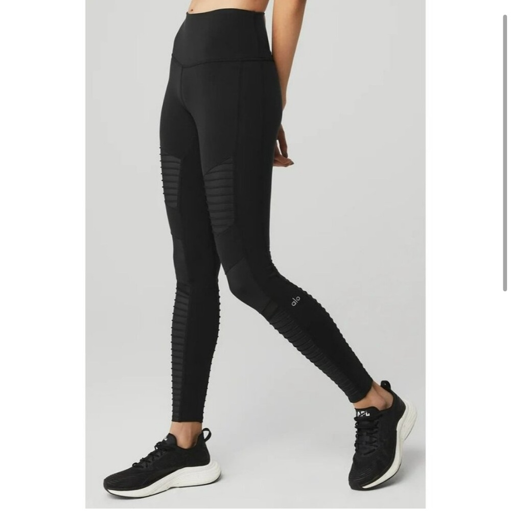 Alo High-Waist Moto Legging Black Glossy S